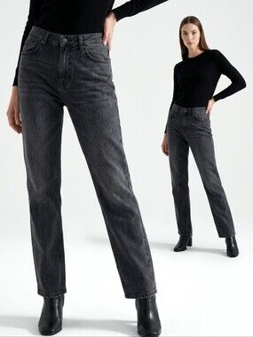 Women's Vintage 90s Y2K DG2 by Diane Gilman Black Boot Cut Jeans Flag Detail 14P